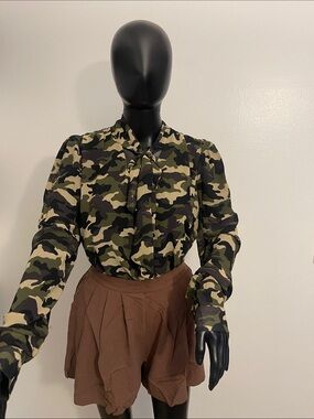 Camouflage Bow Tie Top